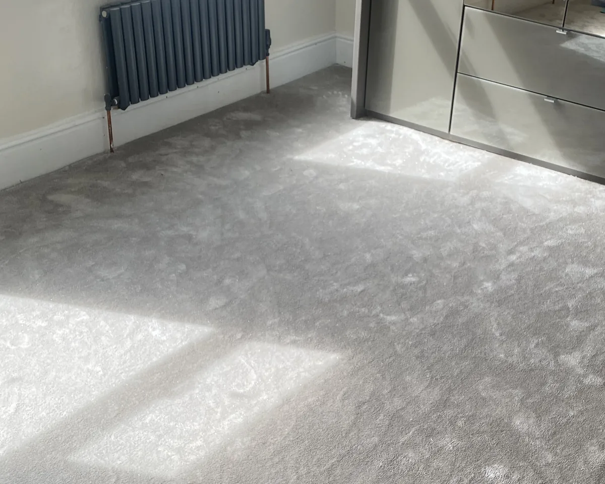 Soft grey carpet in a bedroom